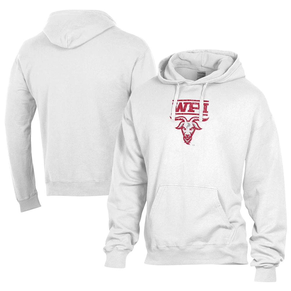 Men's Comfort Wash White Worcester Polytechnic Institute Engineers Lightweight Fleece Pullover Hoodie