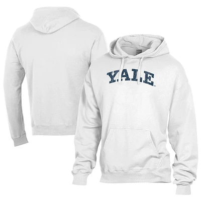 Men's Comfort Wash White Yale Bulldogs Lightweight Fleece Pullover Hoodie