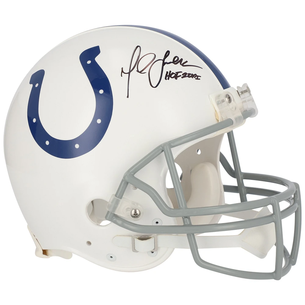 Marshall Faulk Indianapolis Colts Autographed Riddell Authentic Helmet with Inscription