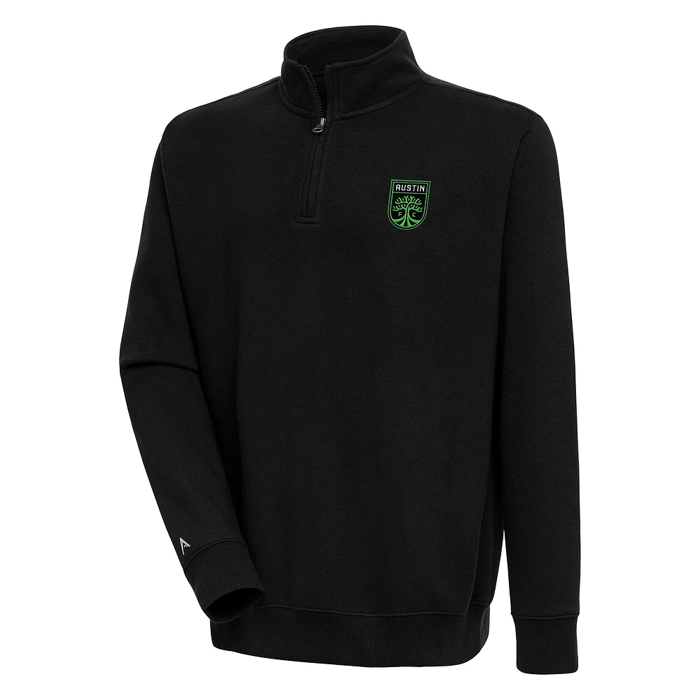 Men's Antigua Black Austin FC Victory Quarter-Zip Pullover Top