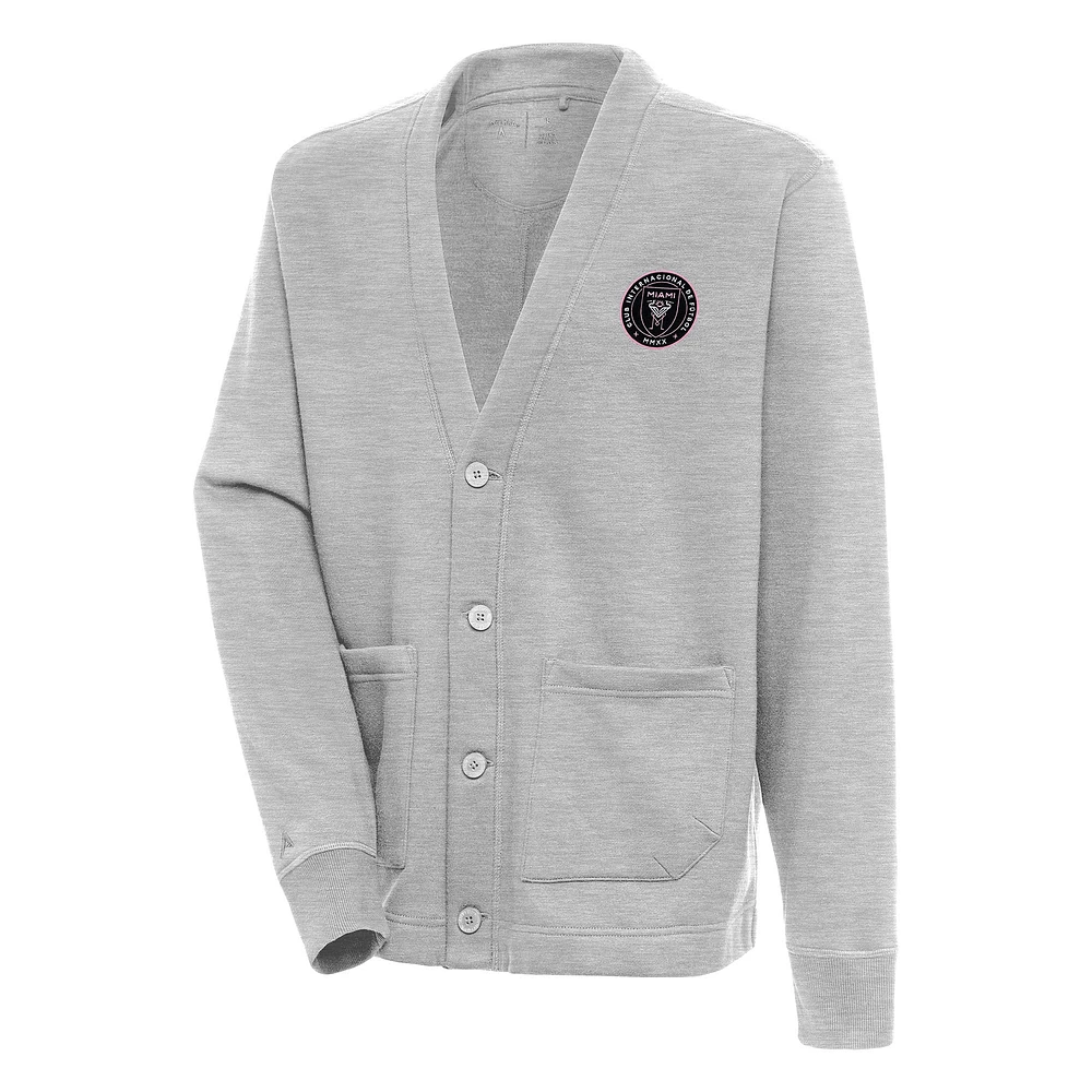 Men's Antigua Heather Gray Inter Miami CF Victory Cardigan