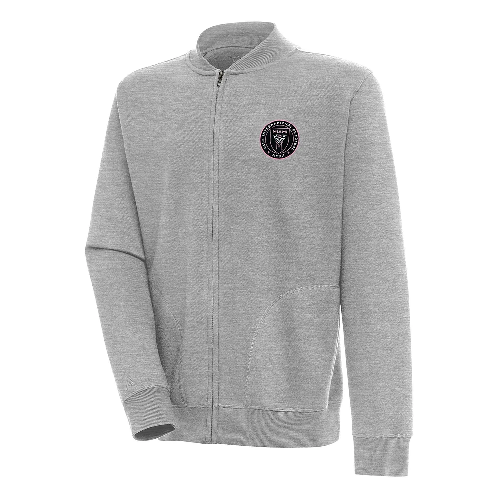 Men's Antigua Heather Gray Inter Miami CF Victory Full-Zip Jacket