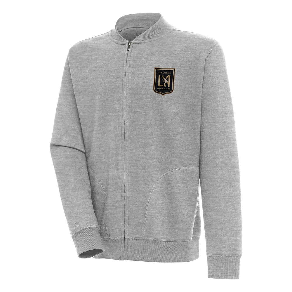 Men's Antigua Heather Gray LAFC Victory Full-Zip Jacket