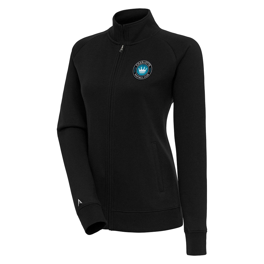 Women's Antigua Black Charlotte FC Victory Full-Zip Jacket