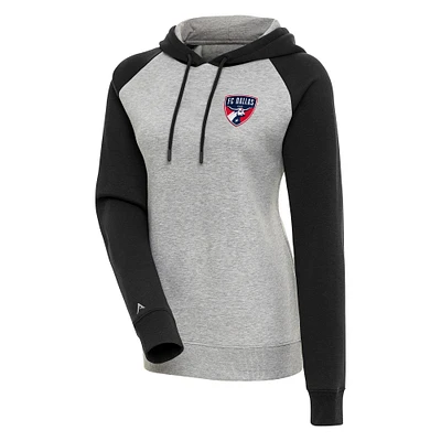 Women's Antigua Heather Gray FC Dallas Victory Raglan Sleeve Pullover Hoodie