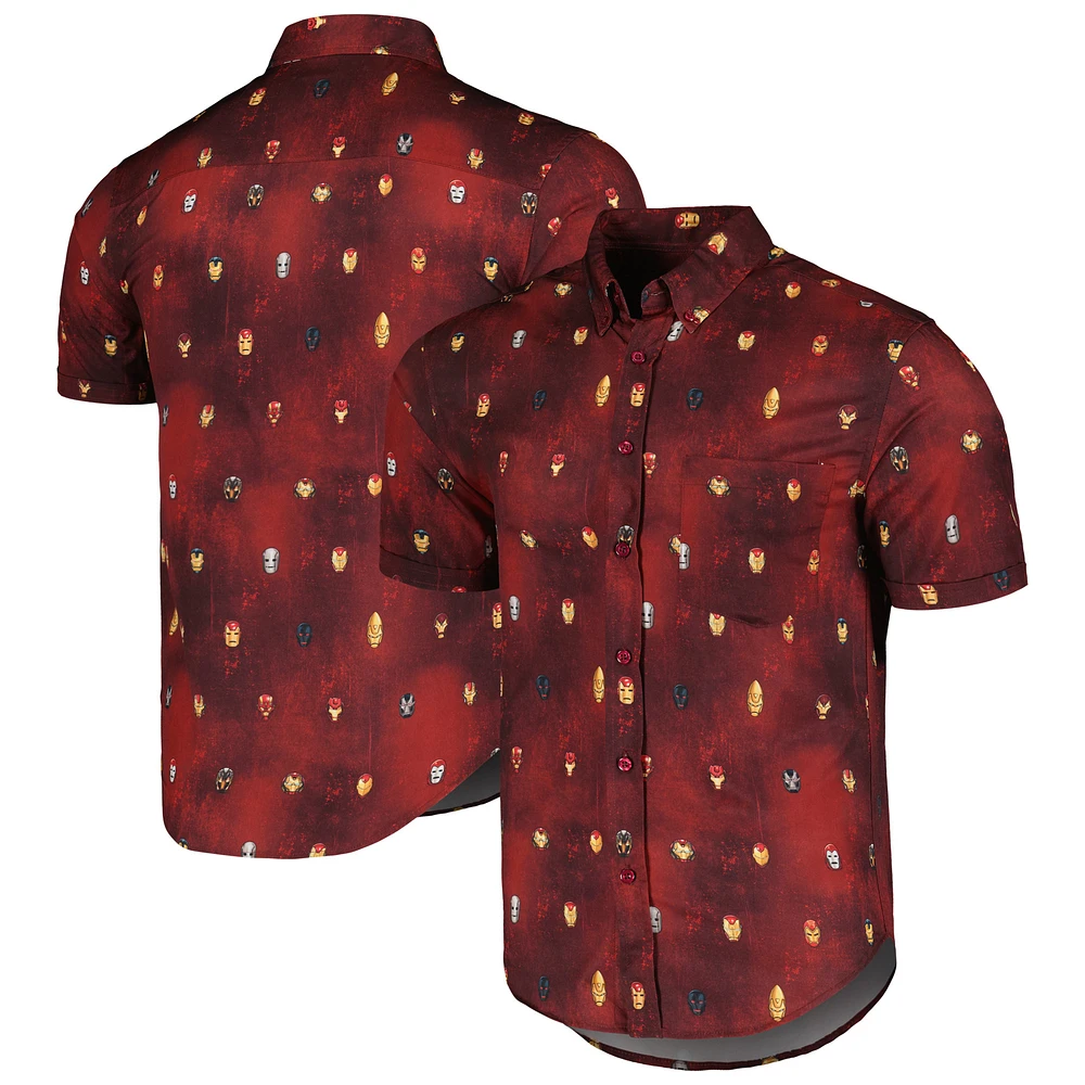 Men's RSVLTS Maroon Iron Man Lil Starks KUNUFLEX Button-Down Shirt