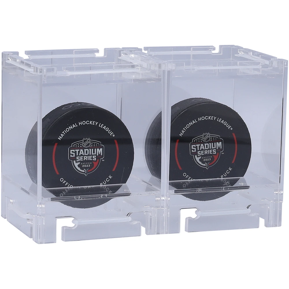 Acrylic Stackable & Collapsible Two Hockey Puck Display Cases