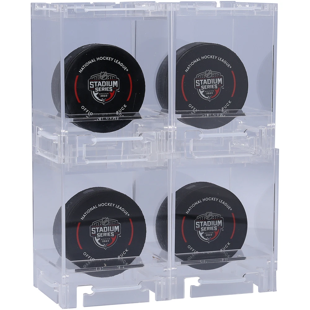 Acrylic Stackable & Collapsible Four Hockey Puck Display Cases