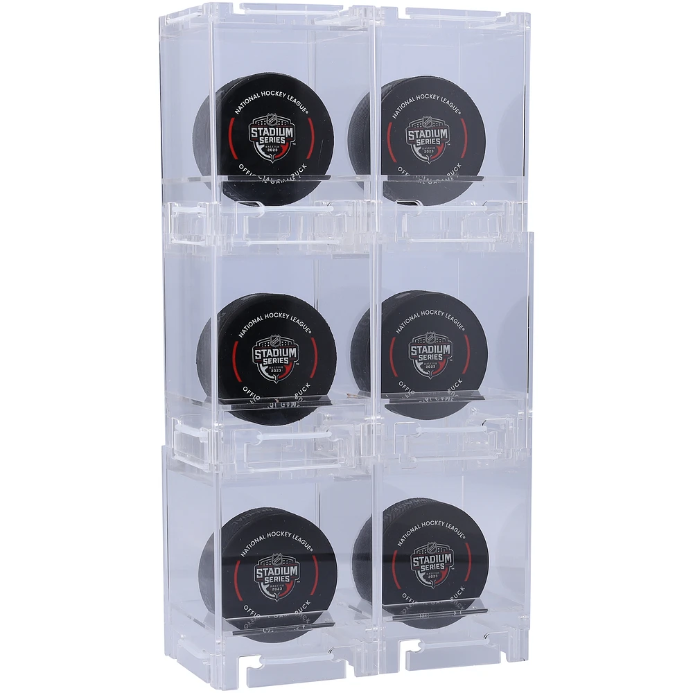 Acrylic Stackable & Collapsible Six Hockey Puck Display Cases