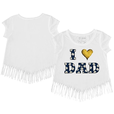 Toddler Tiny Turnip White Notre Dame Fighting Irish I Love Dad Fringe T-Shirt