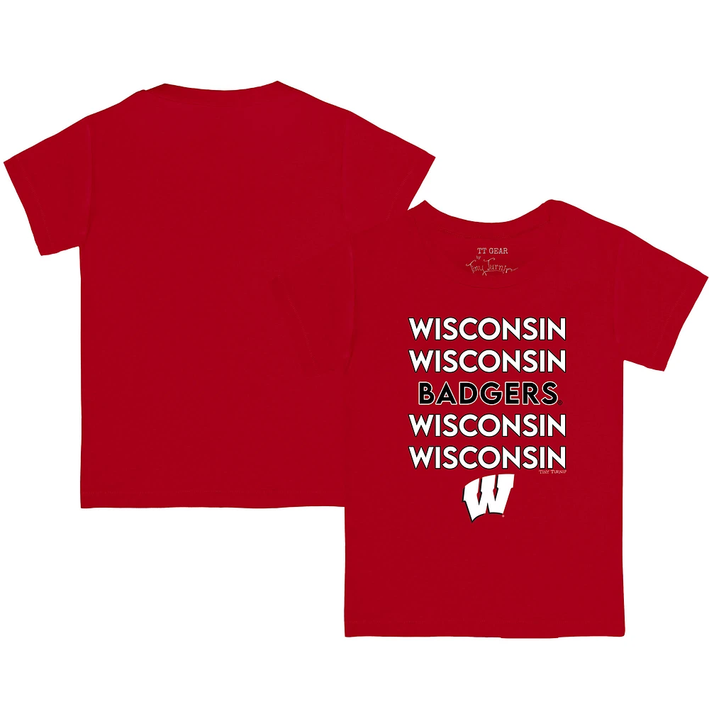 Toddler Tiny Turnip Red Wisconsin Badgers Stacked T-Shirt
