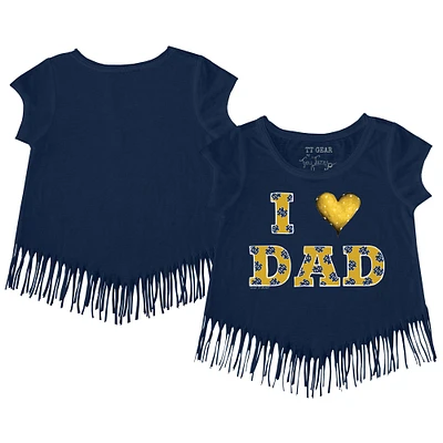 Youth Tiny Turnip Navy Notre Dame Fighting Irish I Love Dad Fringe T-Shirt