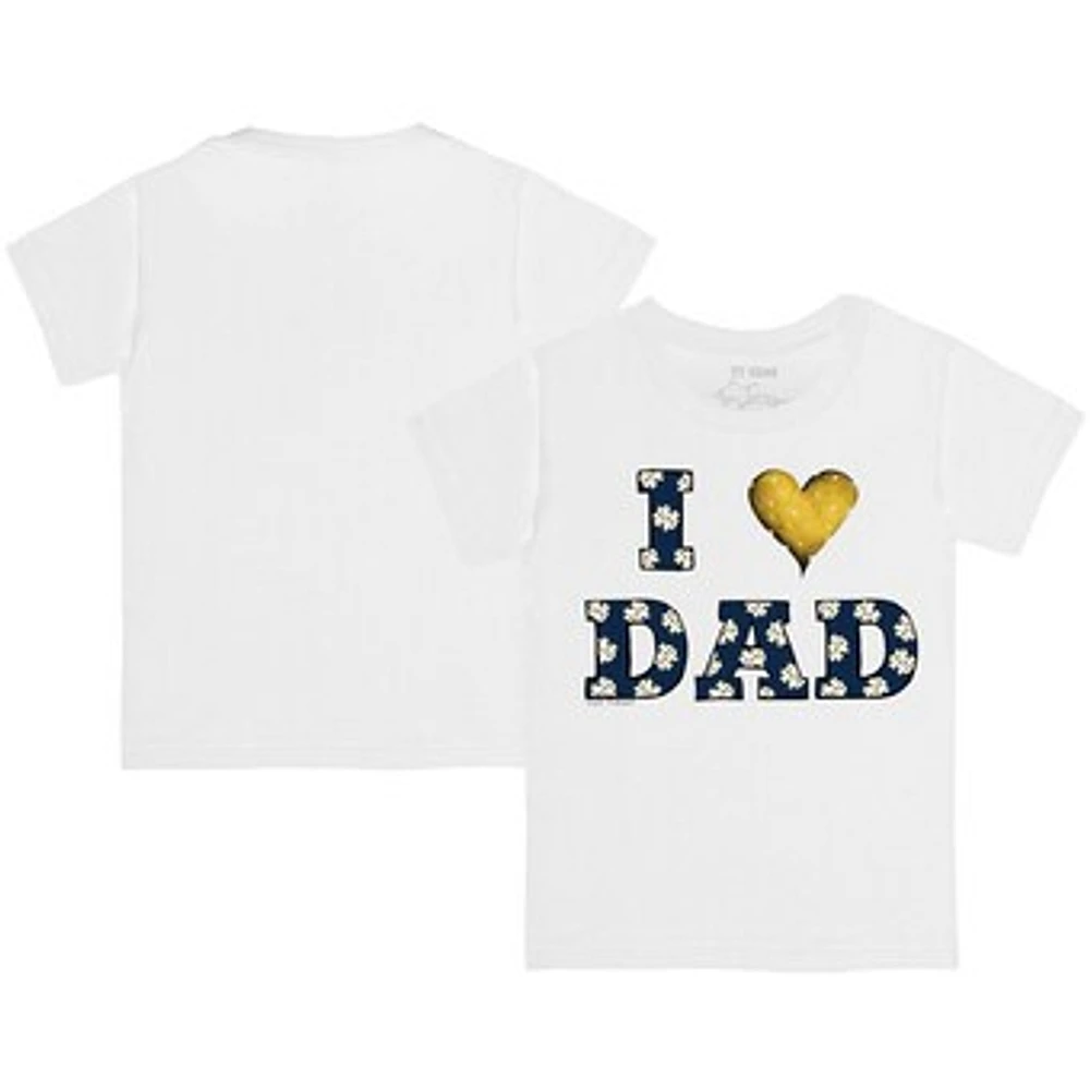 Youth Tiny Turnip White Notre Dame Fighting Irish I Love Dad T-Shirt