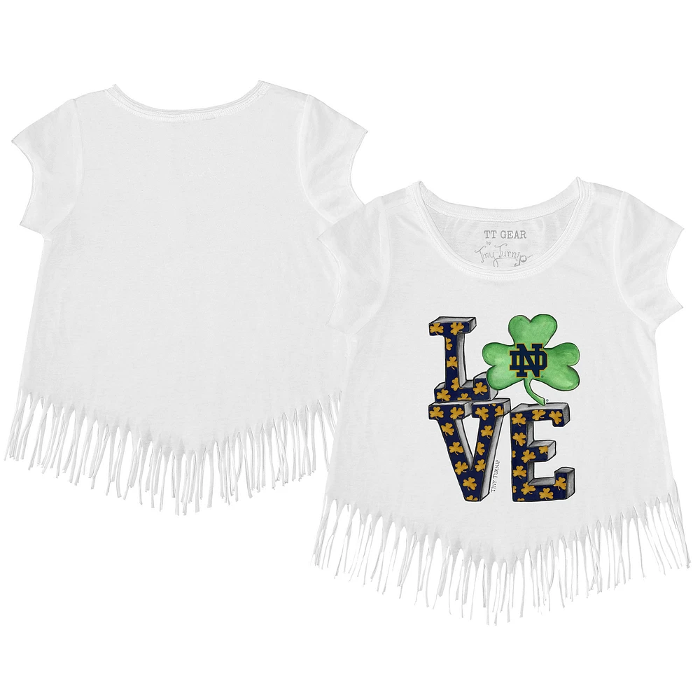 Youth Tiny Turnip White Notre Dame Fighting Irish Love Fringe T-Shirt