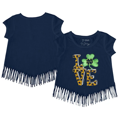 Youth Tiny Turnip Navy Notre Dame Fighting Irish Love Fringe T-Shirt