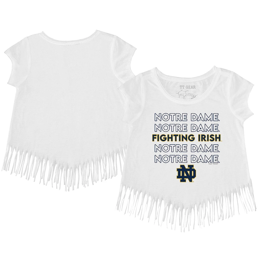 Youth Tiny Turnip White Notre Dame Fighting Irish Stacked Fringe T-Shirt