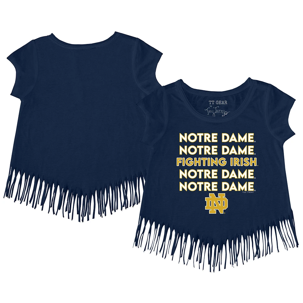 Youth Tiny Turnip Navy Notre Dame Fighting Irish Stacked Fringe T-Shirt