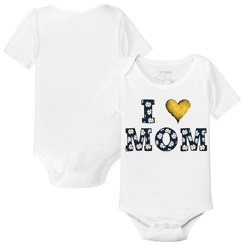 Infant Tiny Turnip White Notre Dame Fighting Irish I Love Mom Bodysuit