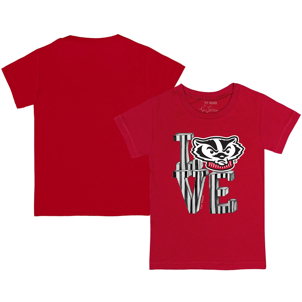 Youth Tiny Turnip Red Wisconsin Badgers Love T-Shirt