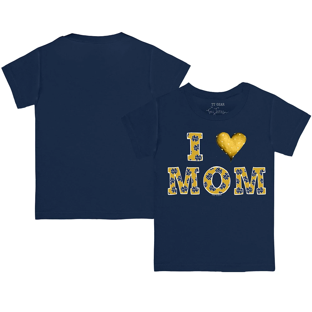 Infant Tiny Turnip Navy Notre Dame Fighting Irish I Love Mom T-Shirt