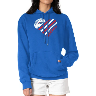 Women's G-III 4Her by Carl Banks Royal Buffalo Bills Heart Graphic Fleece Pullover Hoodie