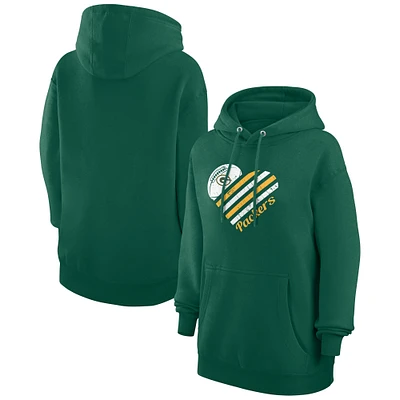 Women's G-III 4Her by Carl Banks Green Green Bay Packers Heart Graphic Fleece Pullover Hoodie