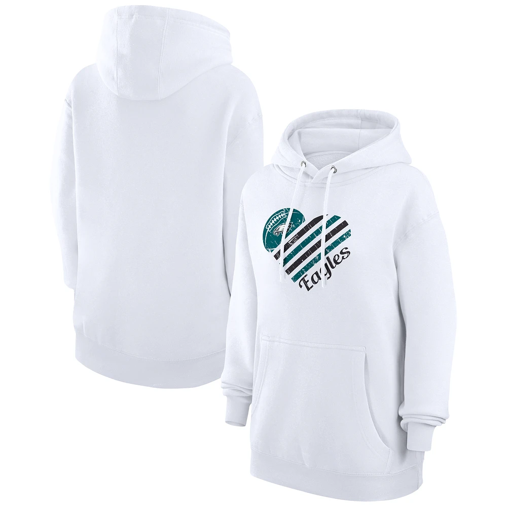 Women's G-III 4Her by Carl Banks Philadelphia Eagles Heart Graphic Fleece Pullover Hoodie