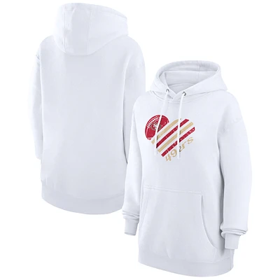 Women's G-III 4Her by Carl Banks White San Francisco 49ers Heart Graphic Fleece Pullover Hoodie