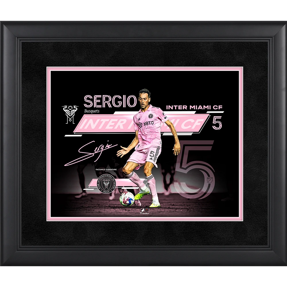 Sergio Busquets Inter Miami CF Facsimile Signature Framed 11" x 14" Collage