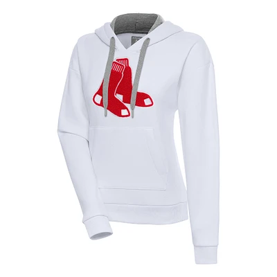 Women's Antigua White Boston Red Sox Victory Pullover Hoodie