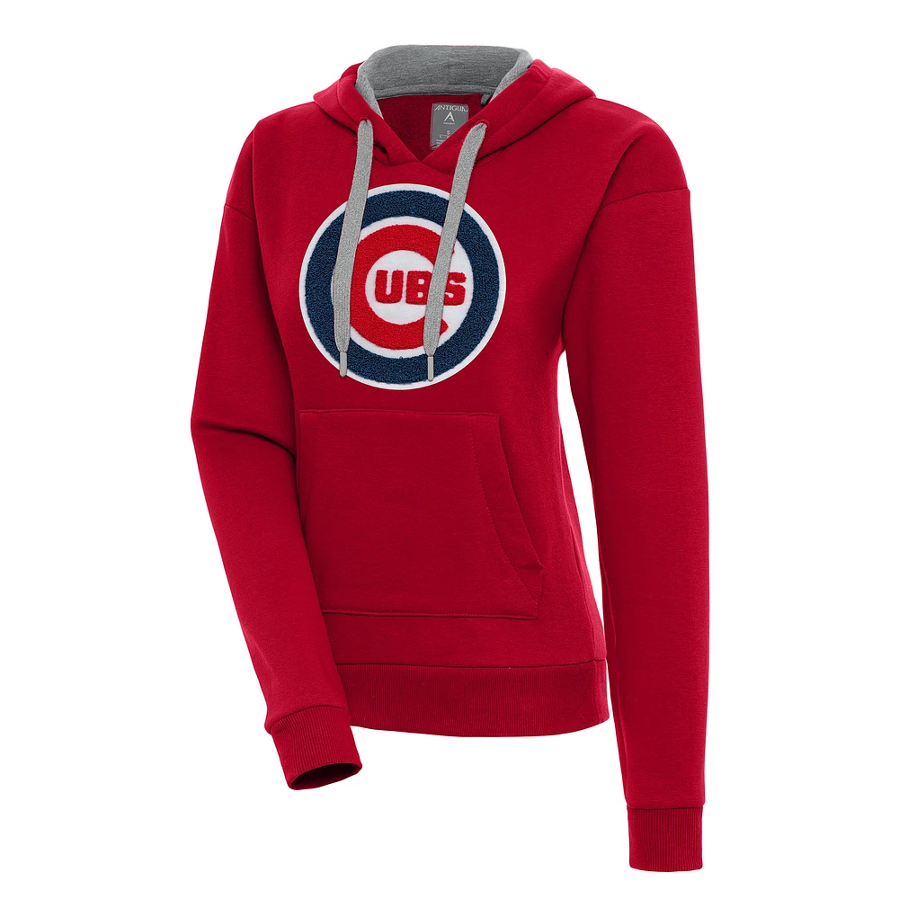 Women's Antigua Red Chicago Cubs Victory Pullover Hoodie