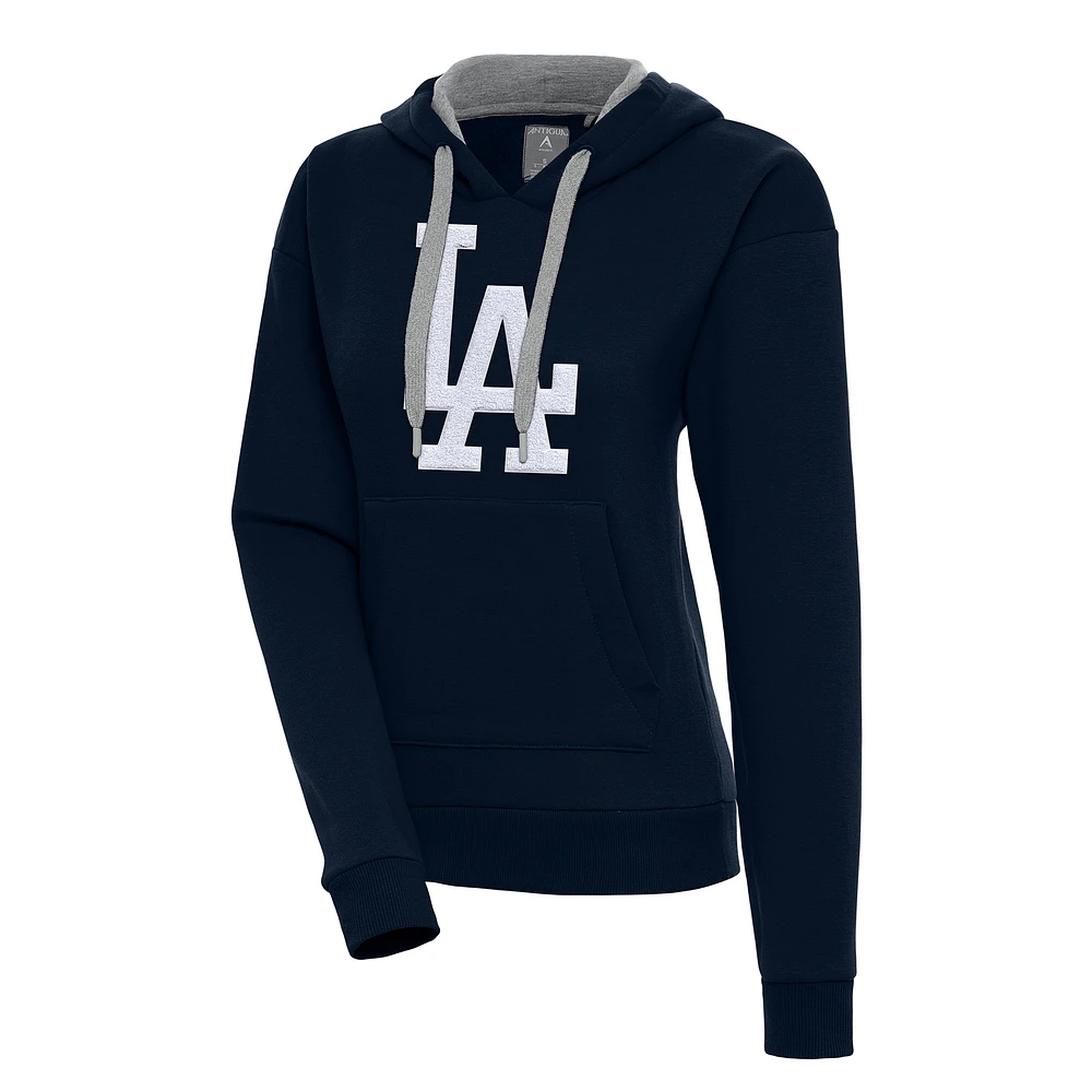 Women's Antigua Navy Los Angeles Dodgers Victory Pullover Hoodie