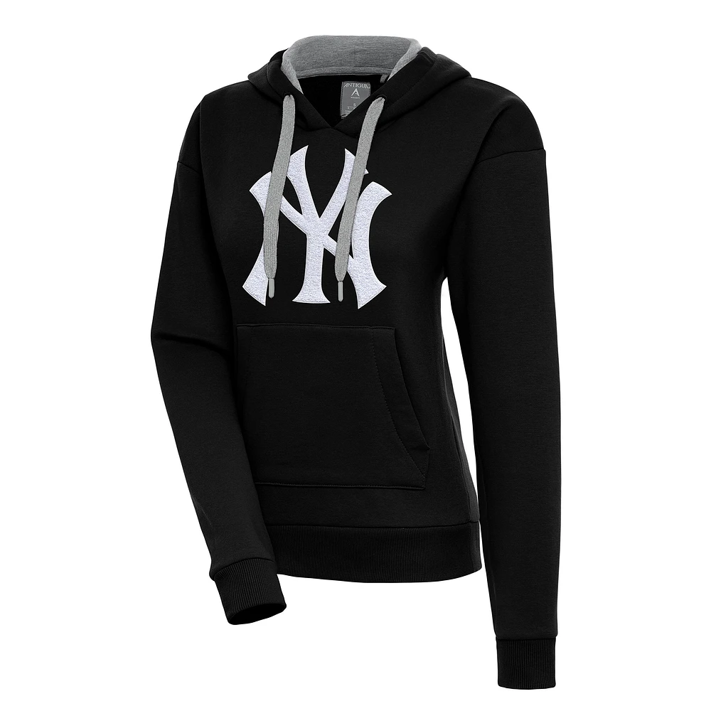 Women's Antigua Black New York Yankees Victory Pullover Hoodie