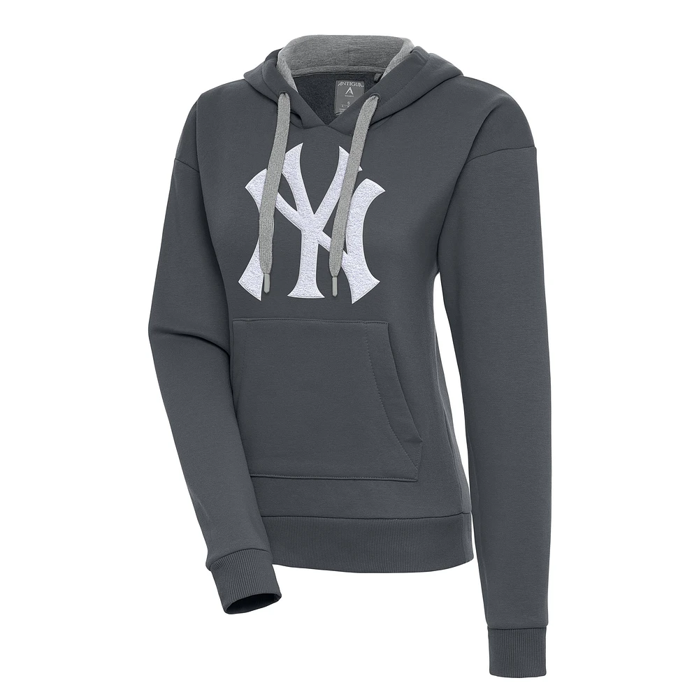 Women's Antigua Charcoal New York Yankees Victory Pullover Hoodie