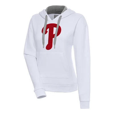 Women's Antigua White Philadelphia Phillies Victory Pullover Hoodie