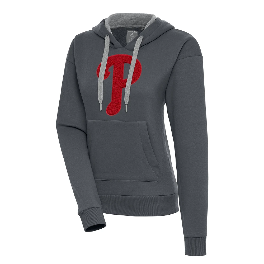 Women's Antigua Charcoal Philadelphia Phillies Victory Pullover Hoodie