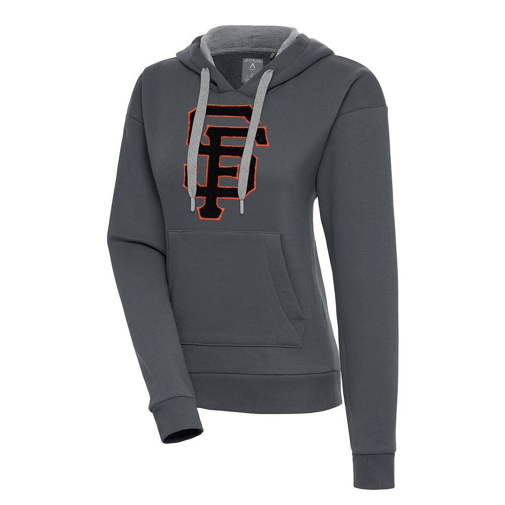 Women's Antigua Charcoal San Francisco Giants Victory Pullover Hoodie