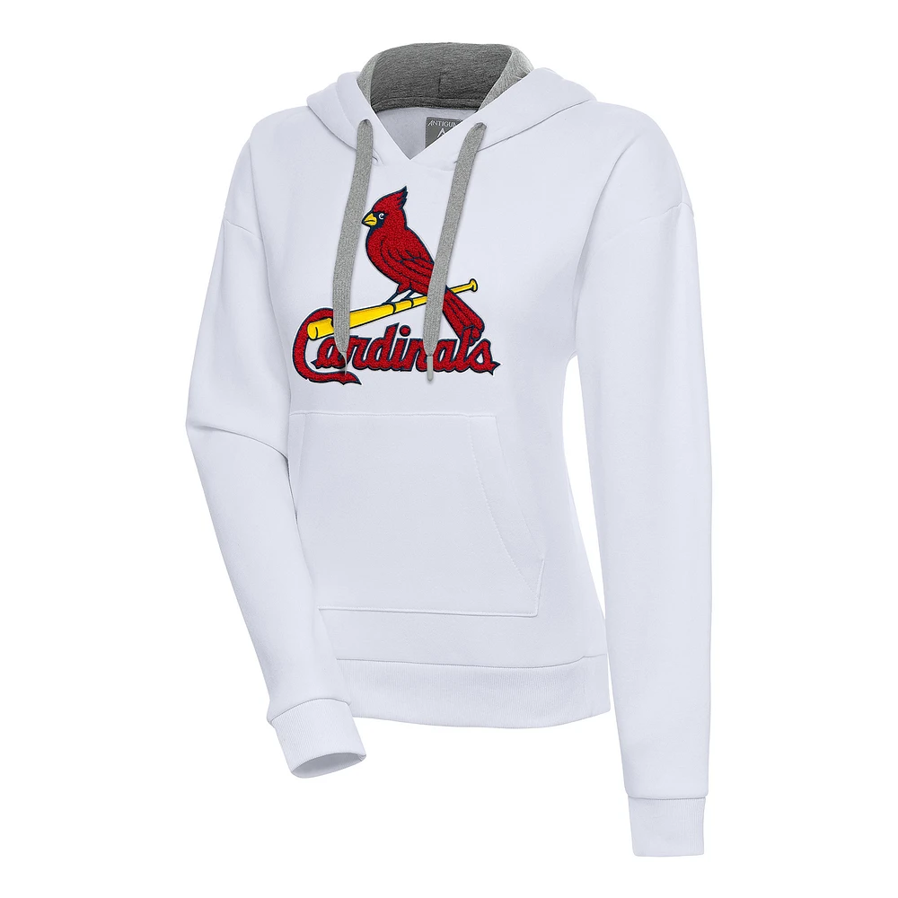 Women's Antigua White St. Louis Cardinals Victory Pullover Hoodie