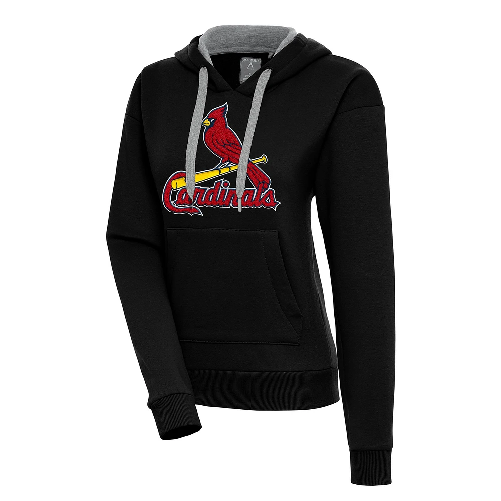 Women's Antigua Black St. Louis Cardinals Victory Pullover Hoodie