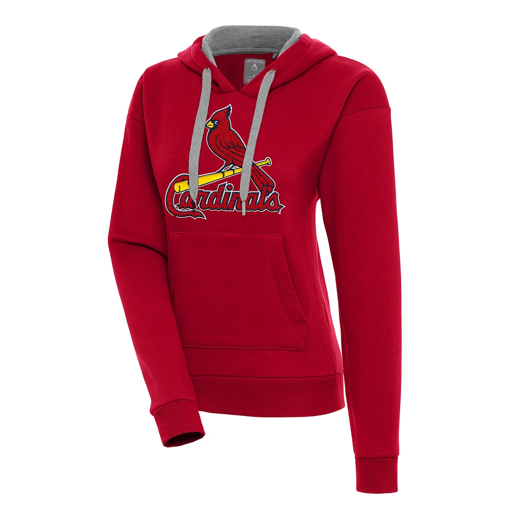 Women's Antigua Red St. Louis Cardinals Victory Pullover Hoodie