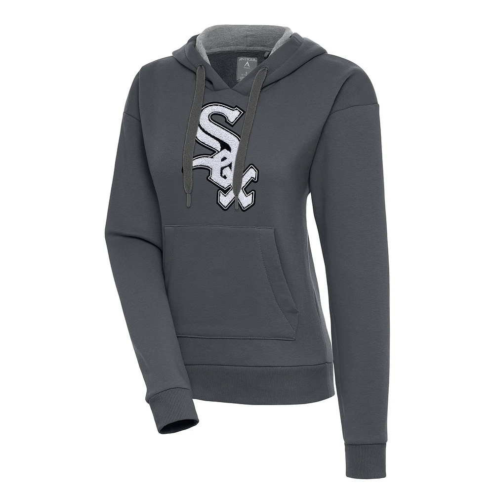 Women's Antigua Charcoal Chicago White Sox Victory Pullover Hoodie