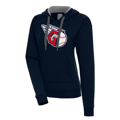 Women's Antigua Navy Cleveland Guardians Victory Pullover Hoodie