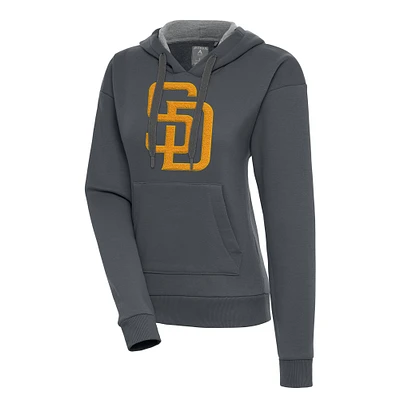 Women's Antigua Charcoal San Diego Padres Victory Pullover Hoodie