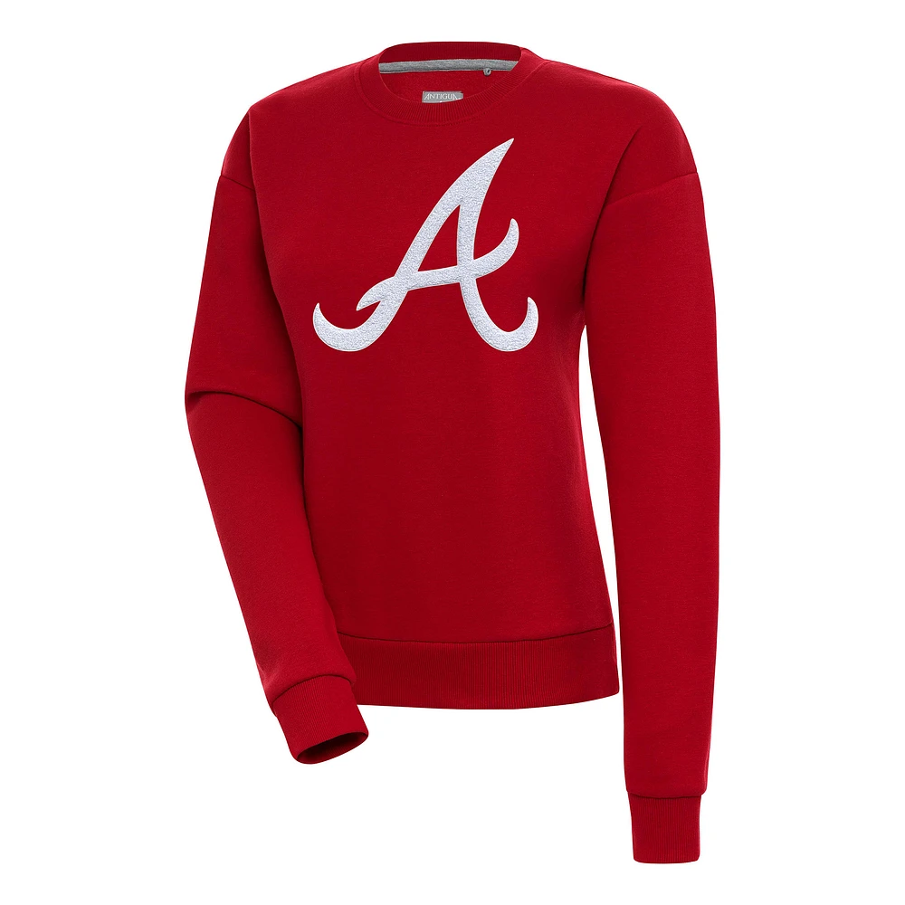 Women's Antigua Red Atlanta Braves Victory Chenille Pullover Sweatshirt