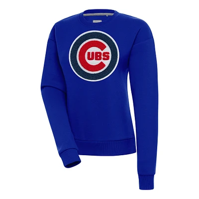 Women's Antigua Royal Chicago Cubs Victory Chenille Pullover Sweatshirt