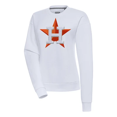 Women's Antigua White Houston Astros Victory Chenille Pullover Sweatshirt