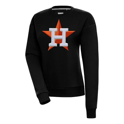 Women's Antigua Black Houston Astros Victory Chenille Pullover Sweatshirt