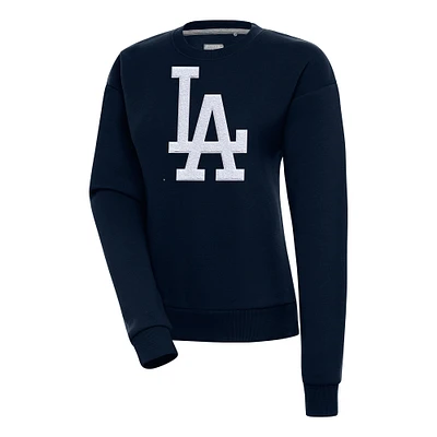 Women's Antigua Navy Los Angeles Dodgers Victory Chenille Pullover Sweatshirt