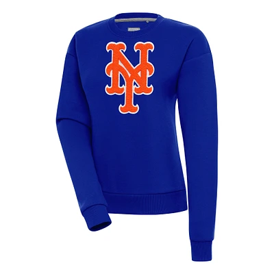 Women's Antigua Royal New York Mets Victory Chenille Pullover Sweatshirt