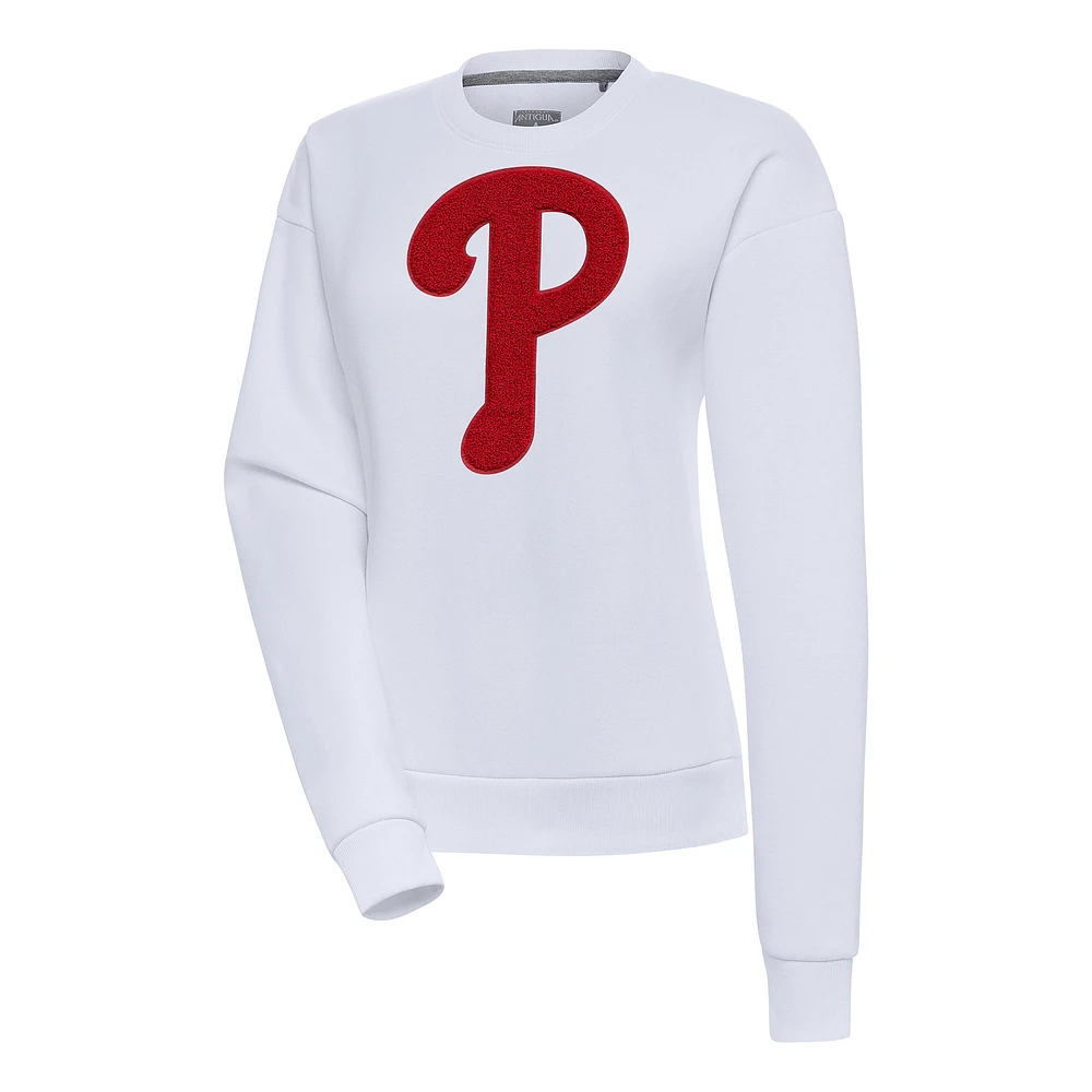 Women's Antigua Philadelphia Phillies Victory Chenille Pullover Sweatshirt